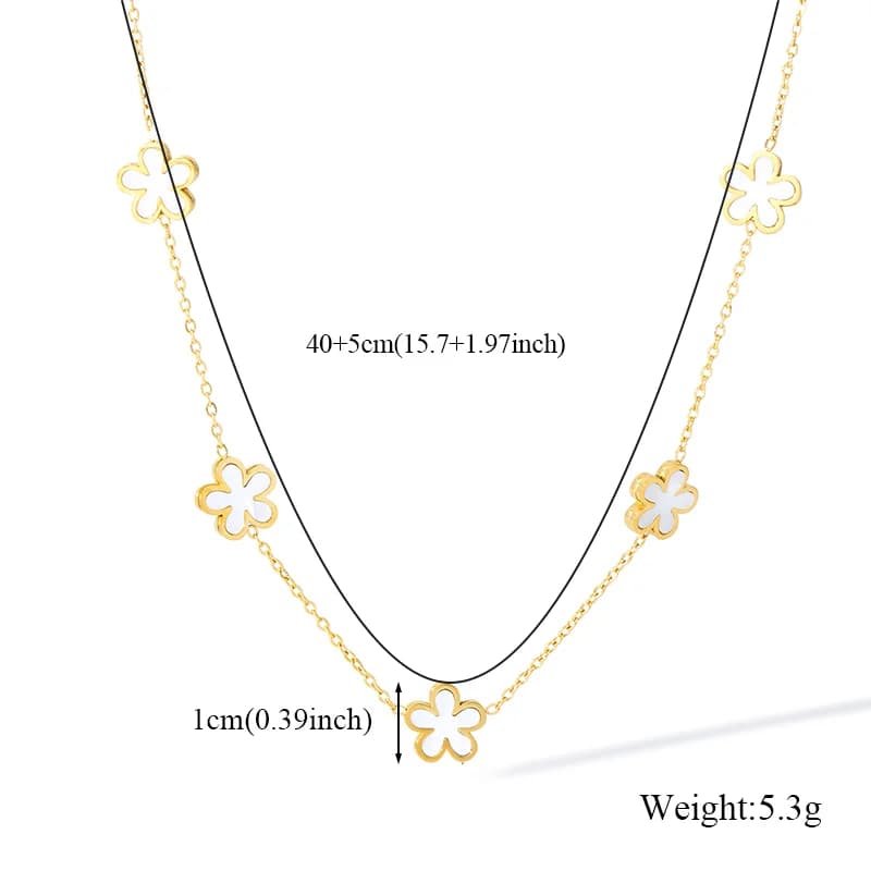 White Flower Petal Jewelry Set, Gold Color