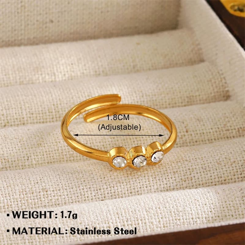 Gold Color Eye Zirconia Charm Statement Ring