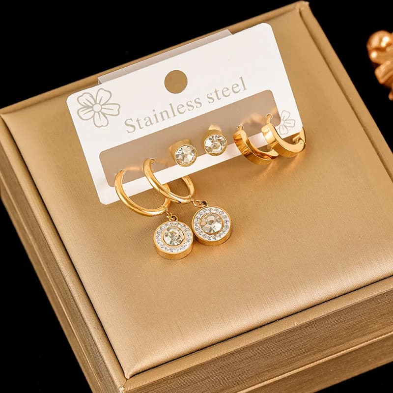 Flower Daisy Earrings Set, 18K Gold Plated