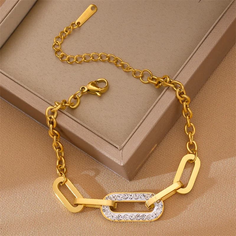 Flower Pearl Charm Herringbone Bracelet, 18K Gold