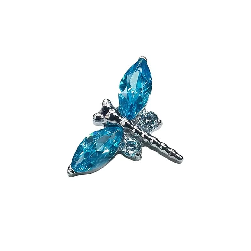 Titanium Dragonfly Zircon Flat Back Stud Earring