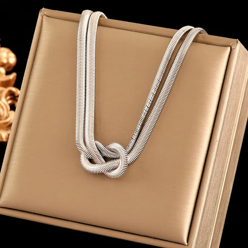 Snakehead Necklace with Zircon, Stainless Steel