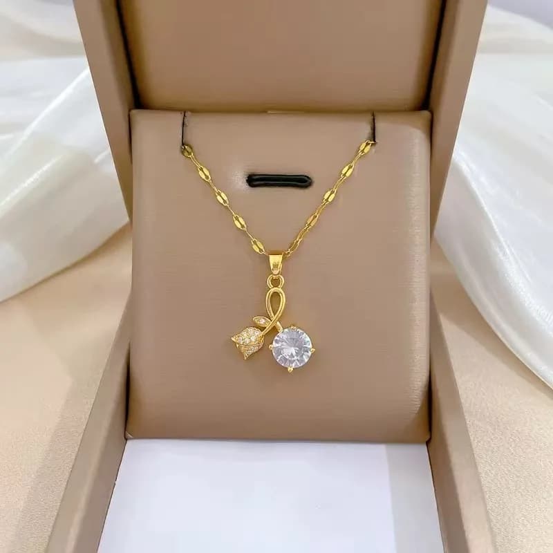 Tulip Flower Cubic Zirconia Collar Necklace