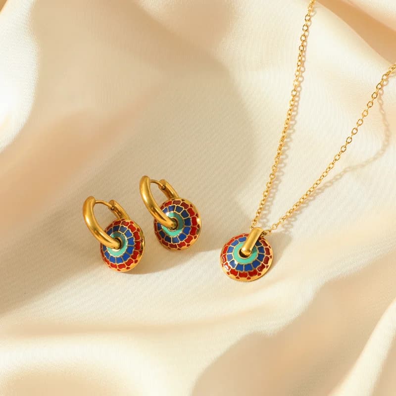 Vintage Flower Necklace and Earring Set