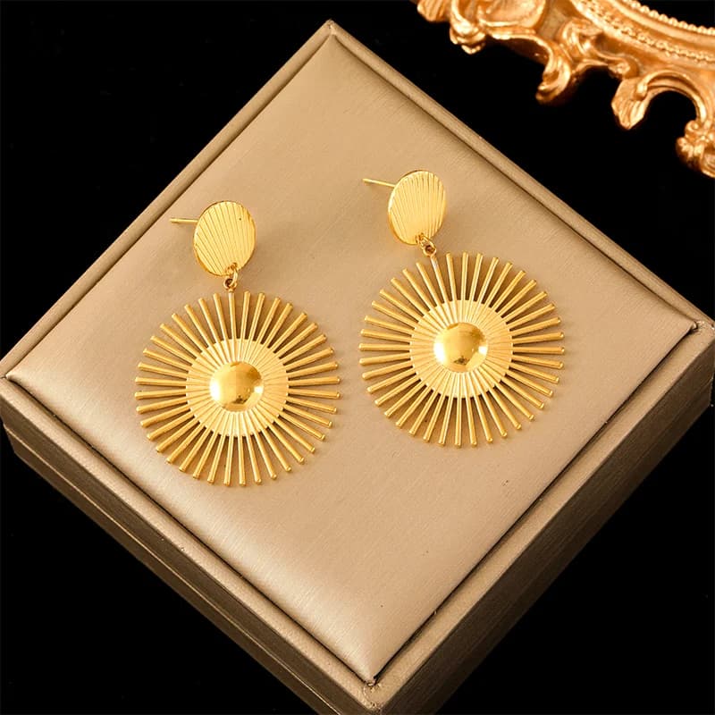 Gold Color Geometric Dangle Earrings